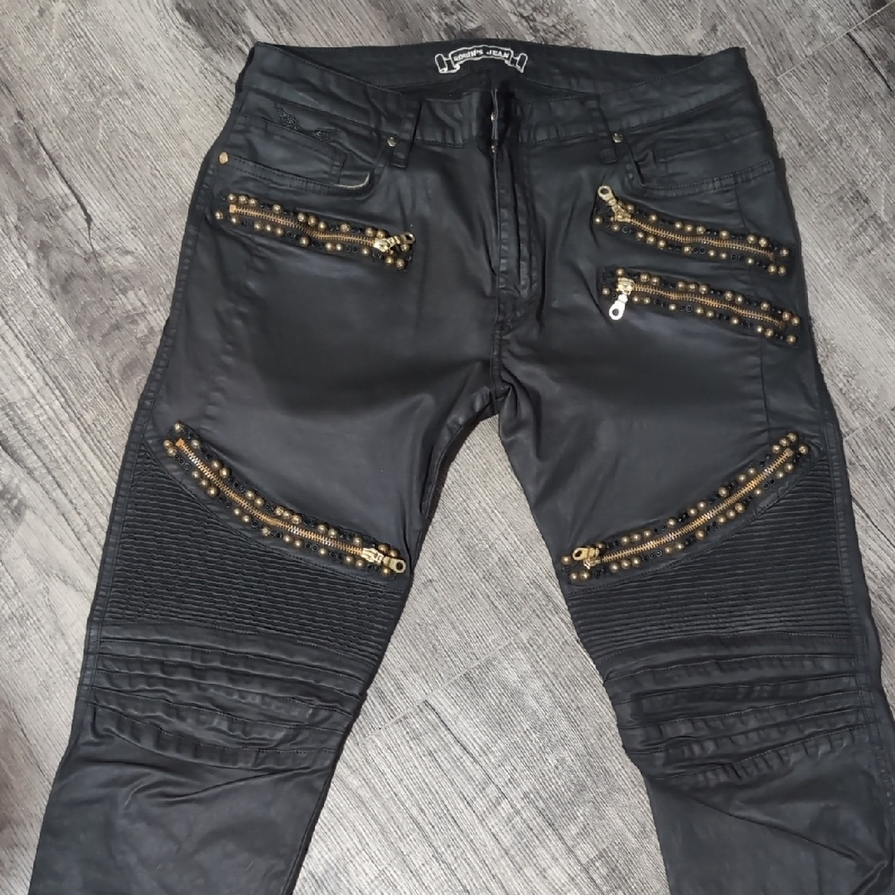 Robin"s Jean Black Pants with Gold Zipper Accents